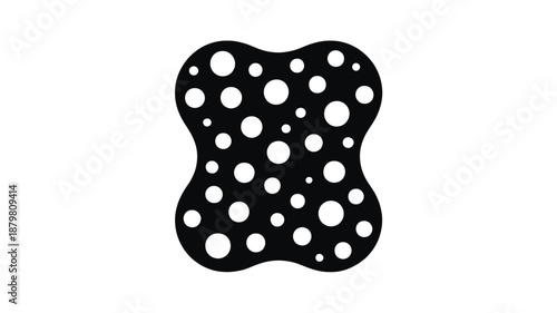 Abstract black organic shape with random white polka dots on a clean white background Vector