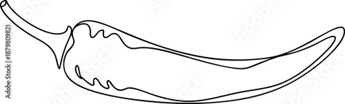 Chili pepper line icon banner, spicy food hot pepper outline illustration for cuisine concept