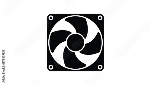 Black and white icon illustration of a cooling fan for electronic devices Vector