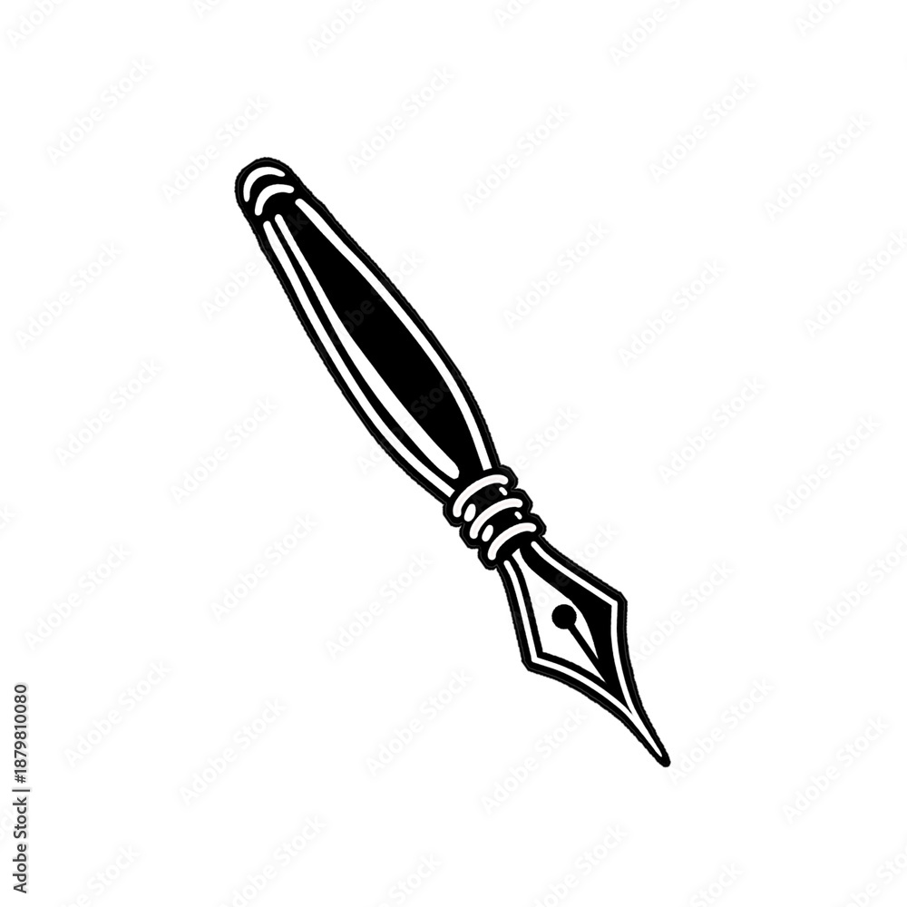 Fototapeta premium Classic elegant ink pen illustration for creative writing, historical documents, and artistic expression design resource