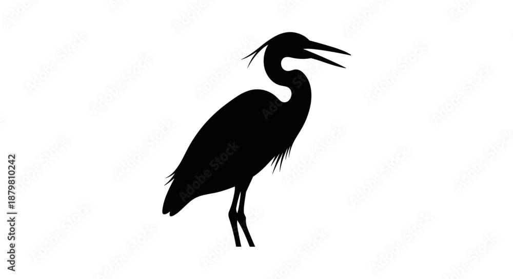 Fototapeta premium Elegant Heron Silhouette A Striking Wildlife Illustration.