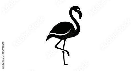 Elegant Flamingo Silhouette A Striking Bird Illustration.