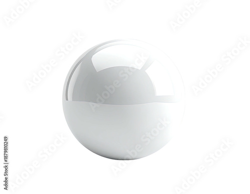 Glossy white sphere against black background, reflecting light