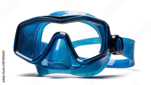 Professional blue scuba diving mask isolated on white background
