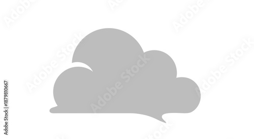 Grey Cloud Shape on White Background Weather Concept.