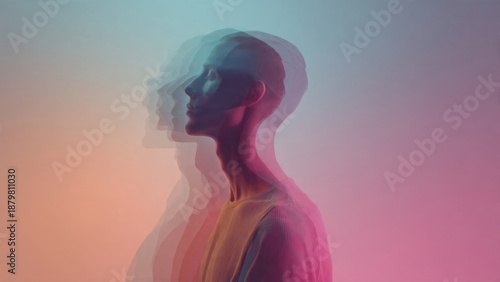 Multiple Exposure Portrait in Pastel Colors