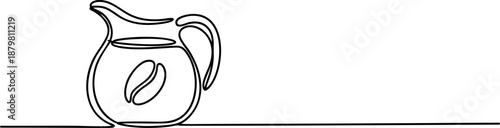 Pitcher jug line icon banner, kitchen container outline illustration for beverage water concept