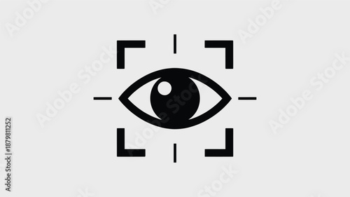Eye icon with targeting frame representing vision, focus, security, or surveillance Vector