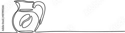 Pitcher jug line icon banner, kitchen container outline illustration for beverage water concept