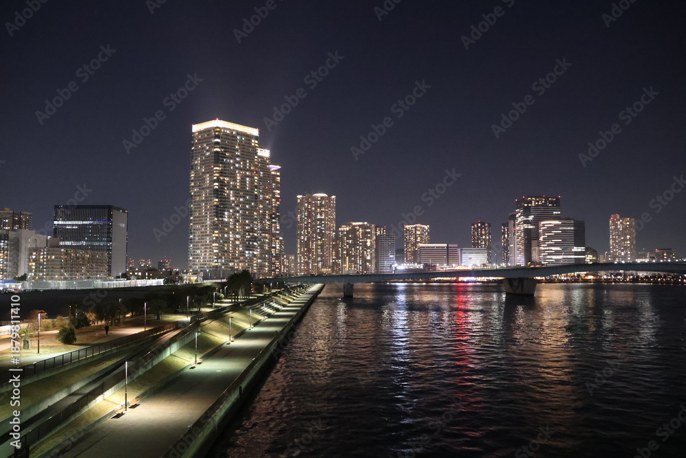 Obraz premium Tokyo waterfront at night