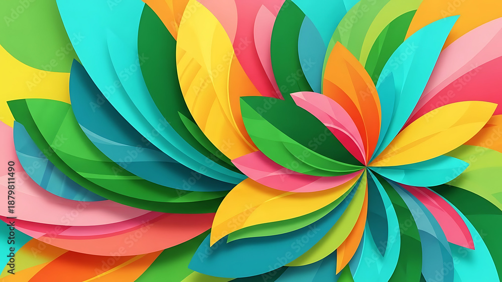 Obraz premium Colorful abstract floral background with vibrant overlapping petal shapes
