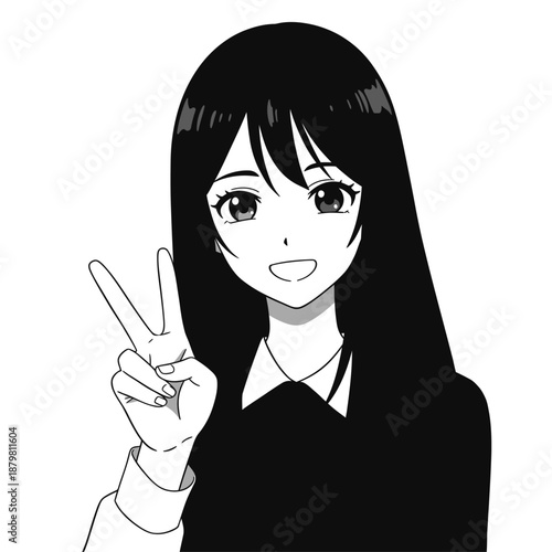 Expressive Manga Character Design with Peace Symbols