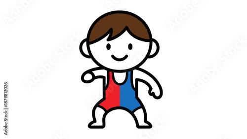 Dynamic wrestler vector in red and blue singlet for sports designs, posters, and merchandise with a bold and energetic theme.