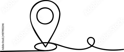 Location pin line icon banner, map marker navigation GPS destination concept minimal outline
