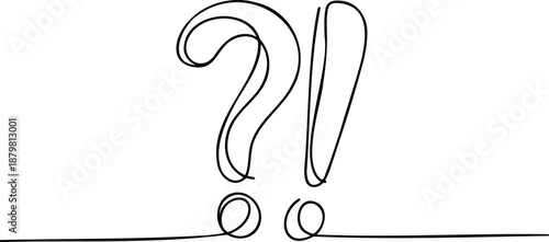 Exclamation marks line icon banner, alert warning attention symbol minimalist outline design