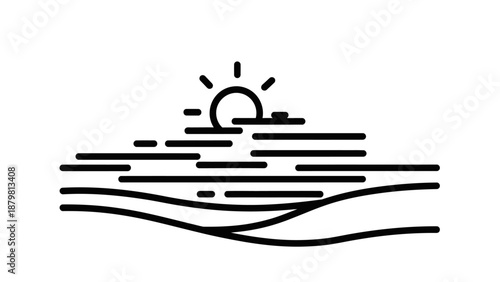 Simple line drawing of a sunrise.