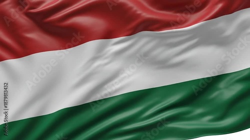 Hungarian flag waving, red, white, and green Tricolor, national symbol