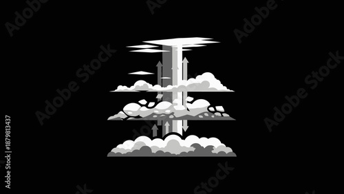 Floating white clouds on shelves.