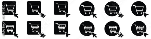 E-Commerce Shopping Cart with Mouse Cursor Icon Set	