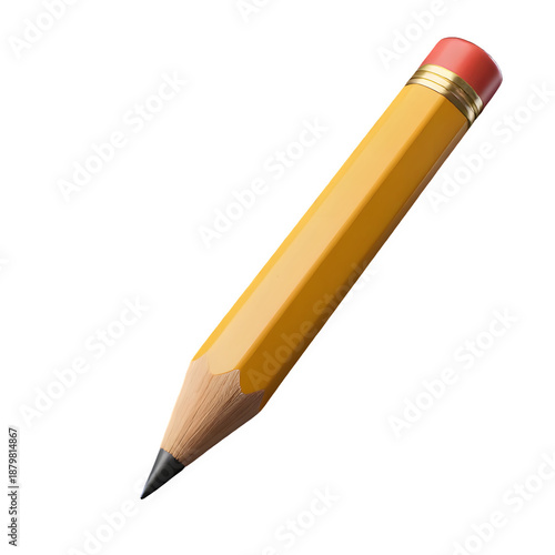 A yellow pencil with a red eraser on transparent background high quality professional detailed modern elegant stylish clean crisp vibrant colorful digital creative