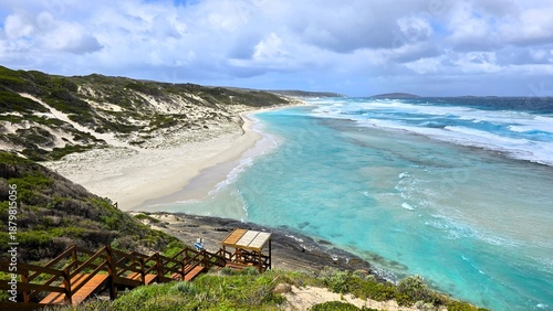 Scenic view of Eleven Mile Beach coastline, Western Australia