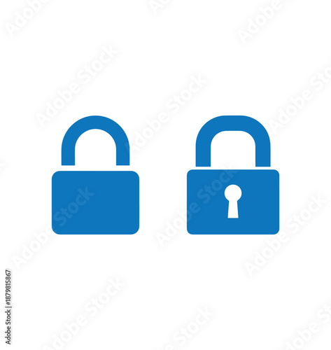 Blue Lock and Security Icon for Privacy, Protection and UI Design