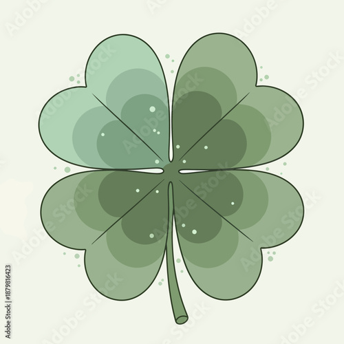 A vibrant green four-leaf clover illustration, symbolizing good luck and fortune, with subtle shading and a clean outline on a light background.