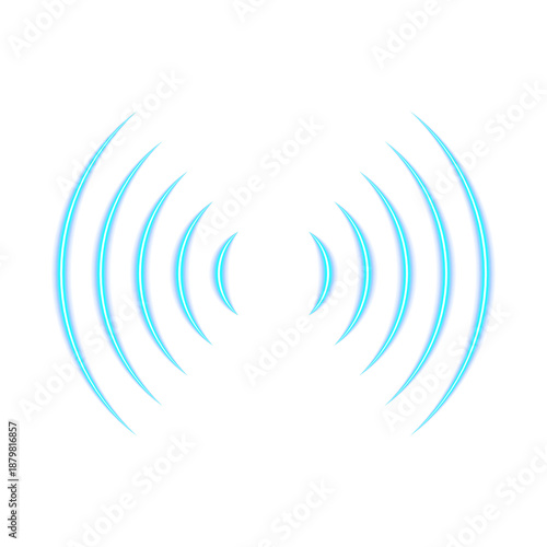 Fotografie Blue curved lines radiating from center isolated on transparent background