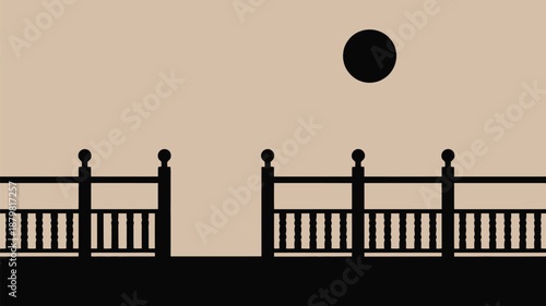 Black and white fence with moon