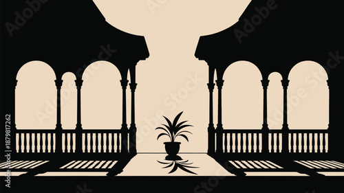 Balcony with potted plant