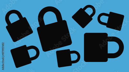 Multiple lock icons on blue background