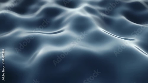 Abstract dark blue background featuring a smooth liquid motion with soft flowing silk waves and a wavy satin texture pattern design