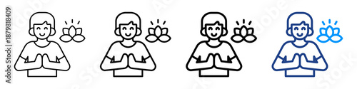 Mindfulness Icon Different Style Outline Collection Set.