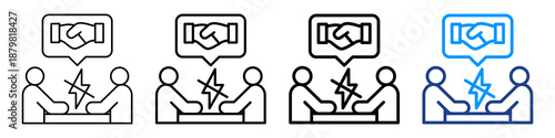 Conflict Resolution Icon Different Style Outline Collection Set.