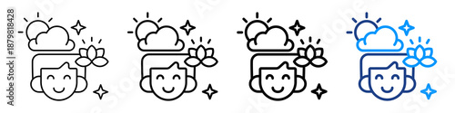 Calm Icon Different Style Outline Collection Set.