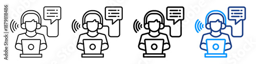 Listening Icon Different Style Outline Collection Set.