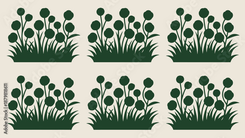Collection of green plant silhouettes