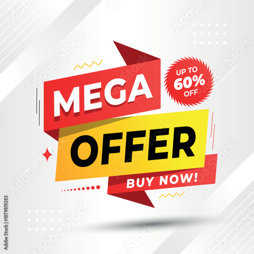 Mega Offer Sale Banner with Up to 60 Off Discount