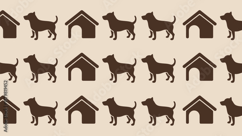 Repeating pattern of dogs and doghouses