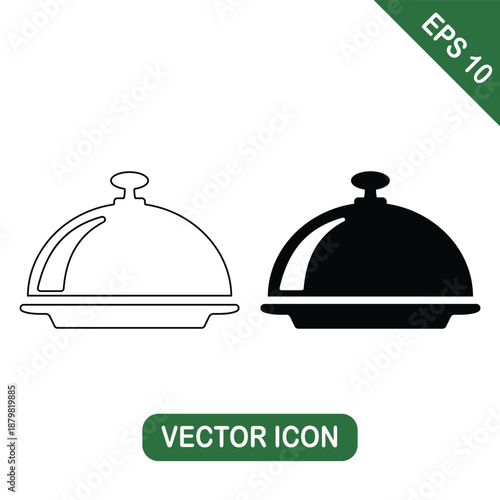 Food Cloche Serving Tray Icon Set