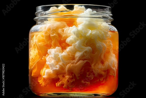 Active Starter in Jar with Colorful Swirls and Vibrant Tones