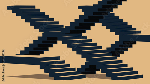 Abstract geometric design with interlocking shapes