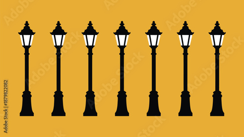 Row of classic street lamps