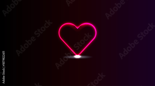 Red color light effect love icon design with glowing heart symbol, romantic abstract background for valentine banner, poster, social media and digital art