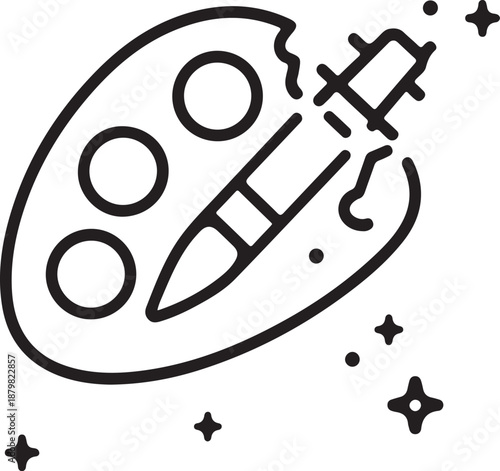 Paint palette silhouette vector illustration, black artist tool icon
