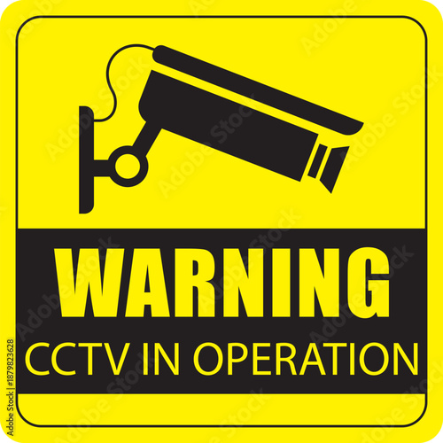 CCTV Camera Yellow Sign