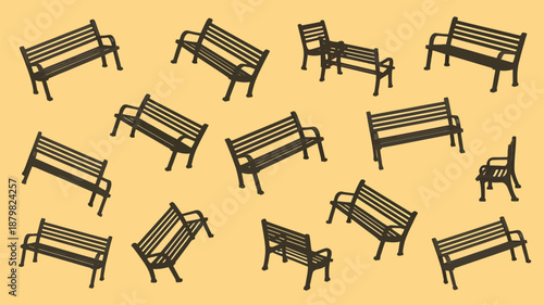 Collection of park benches