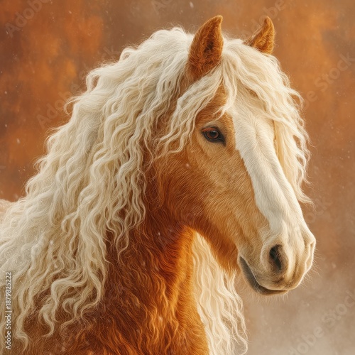 Wallpaper Mural Beautiful brown horse with a long curly white mane in autumn light Torontodigital.ca