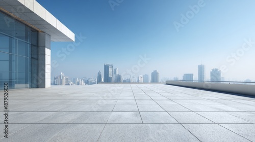Wallpaper Mural Modern rooftop terrace with city skyline and blue sky Torontodigital.ca