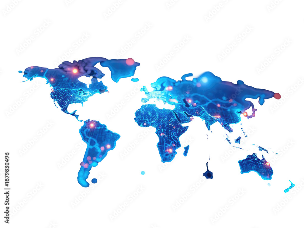 Fototapeta premium A detailed map with numerous dots representing various locations